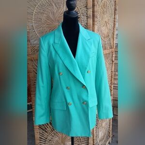 Vintage Austin Reed Wool And Cashmere Women's Double-Breasted Teal Blazer_12